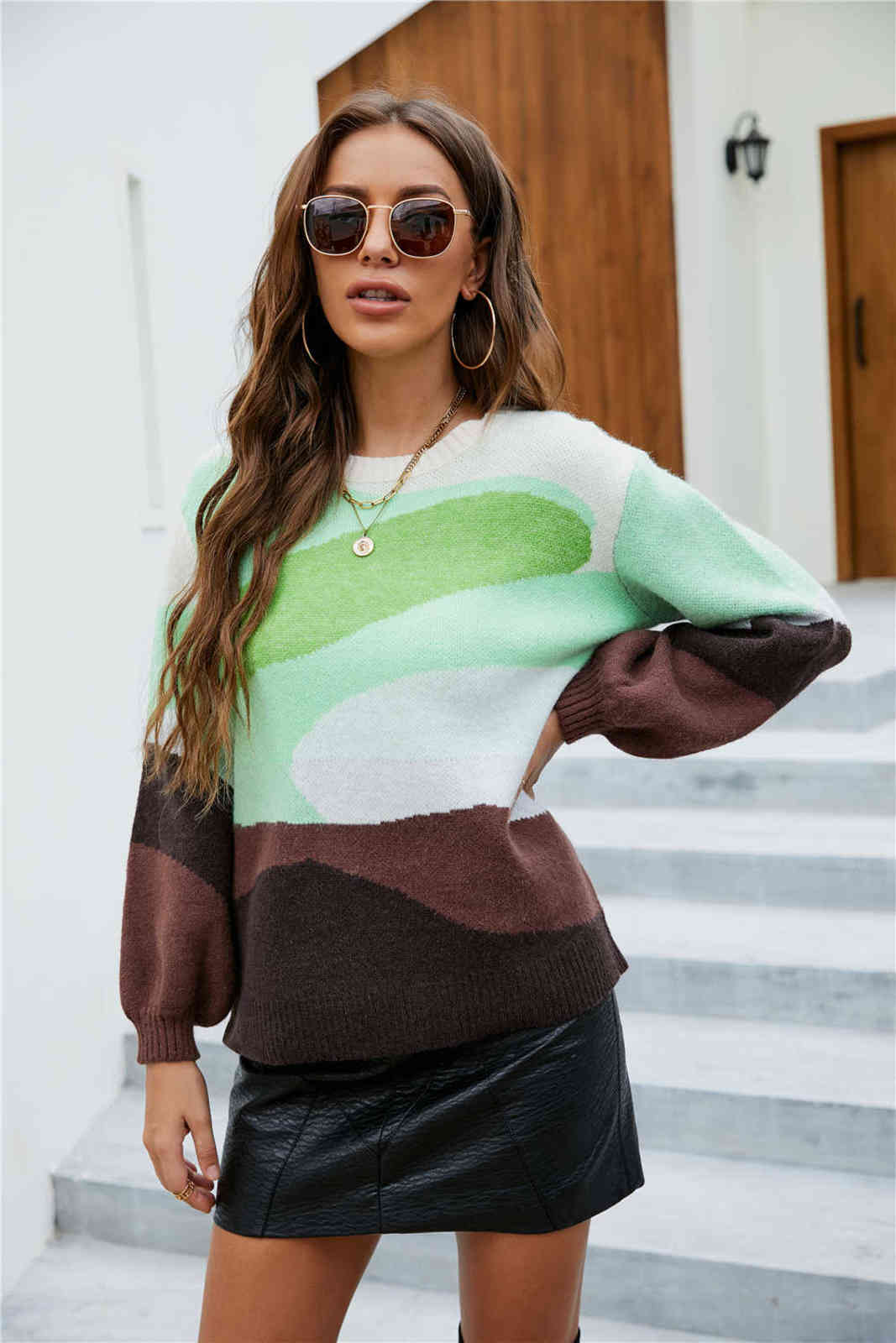 Women Color Block Sweater Casual Printed Long Sleeve Round Neck Knit Pullover Y1110, Black
Women Color Block Sweater Casual Printed Long Sleeve Round Neck Knit Pullover Y1110, Black