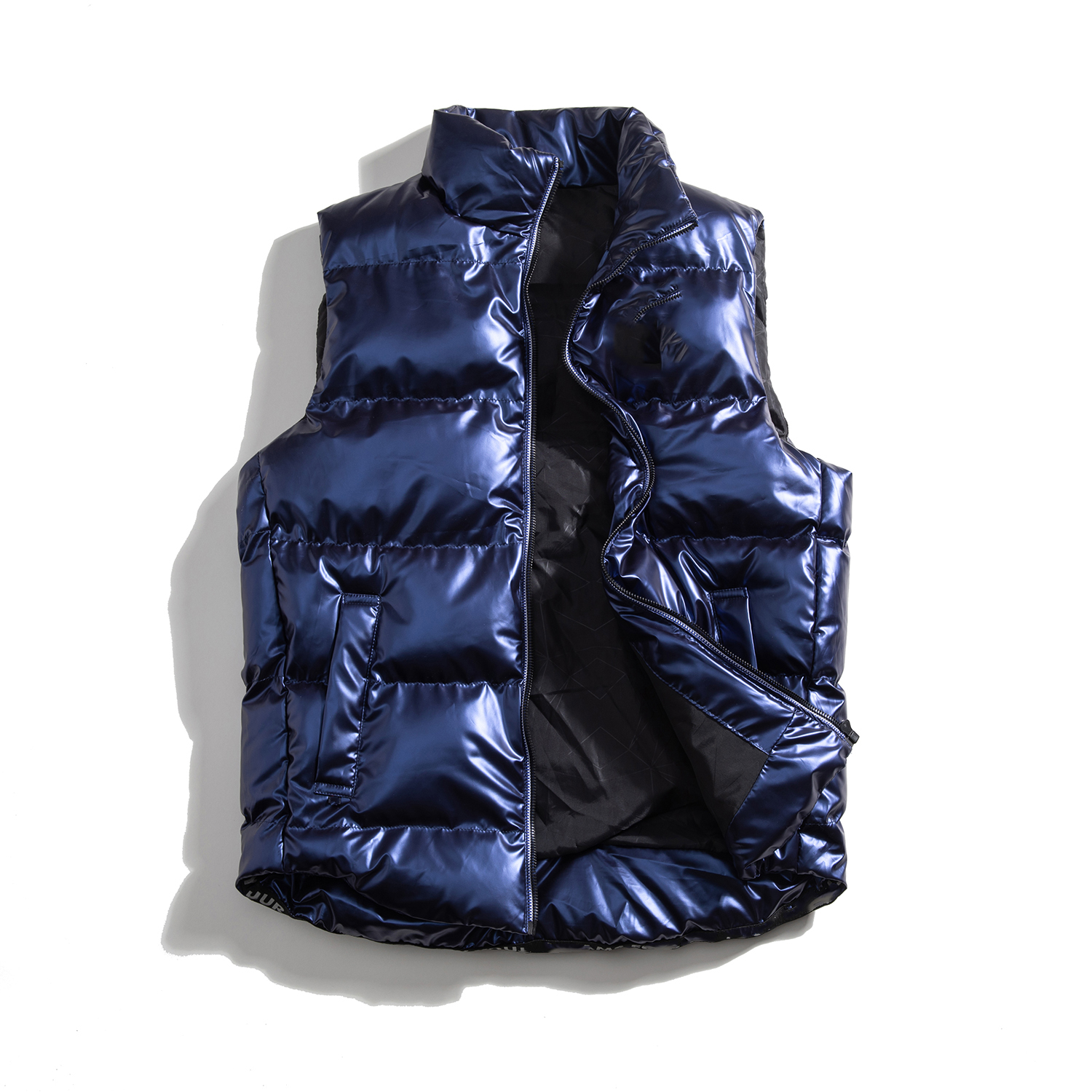 Black Men Winter Down Filled Vest Sleeveless Padded Puffer Nylon Thick Gilet Quilted Lightweight Warm, Black;white