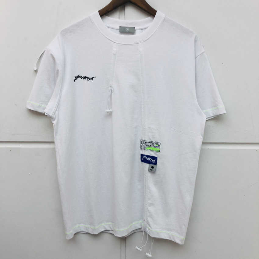 Men's T-Shirts Diagonal Stitching Adererror T-shirt Men Women Drawstring Design Space Invasion Ader Error Top Tees Casaul t Shirt 51GI