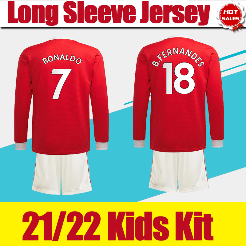 Kids Kit #7 RONALDO Long Sleeve Soccer Jersey Home Red #25 SANCHO #11 GREENWOOD #18 B.FERNANDES #14 LINGARD Soccer Shirt Children Football U, Black
Kids Kit #7 RONALDO Long Sleeve Soccer Jersey Home Red #25 SANCHO #11 GREENWOOD #18 B.FERNANDES #14 LINGARD Soccer Shirt Children Football U, Black