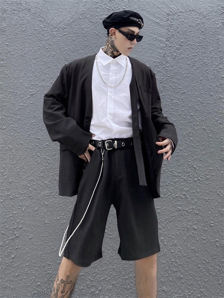 Yamamoto Wind Dark Suit Summer Men's INS Handsome Casual Shorts Loose Version Tracksuits