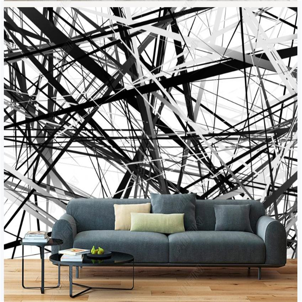 Modern beautiful scenery wallpapers minimalist black and white line architectural decoration background wall