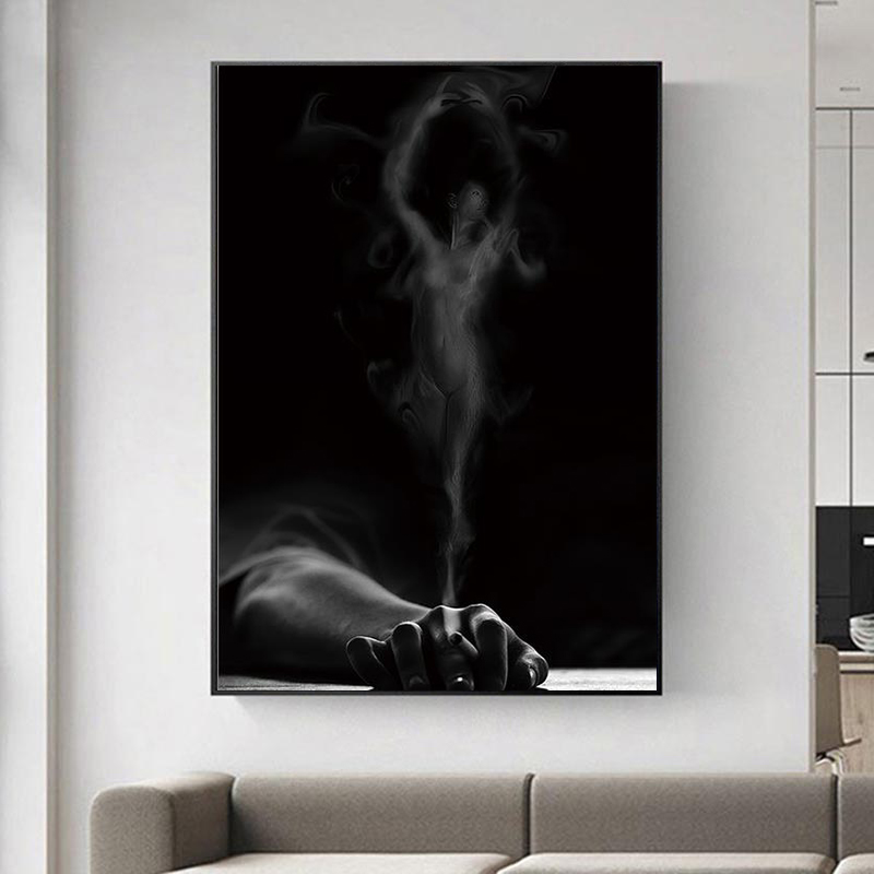Nordic Girl Black and White Backgroun Posters and Prints Wall Art Canvas Painting Modern Picture For Living Room Decor NoFrame