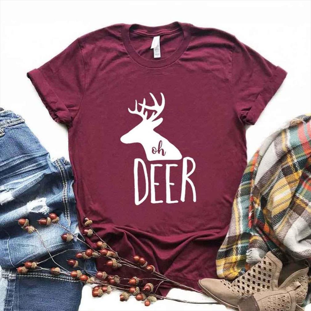 oh deer print and mens women cotton casual funny lady yong girl tee 6 color a 45, White;black
oh deer print and mens women cotton casual funny lady yong girl tee 6 color a 45, White;black