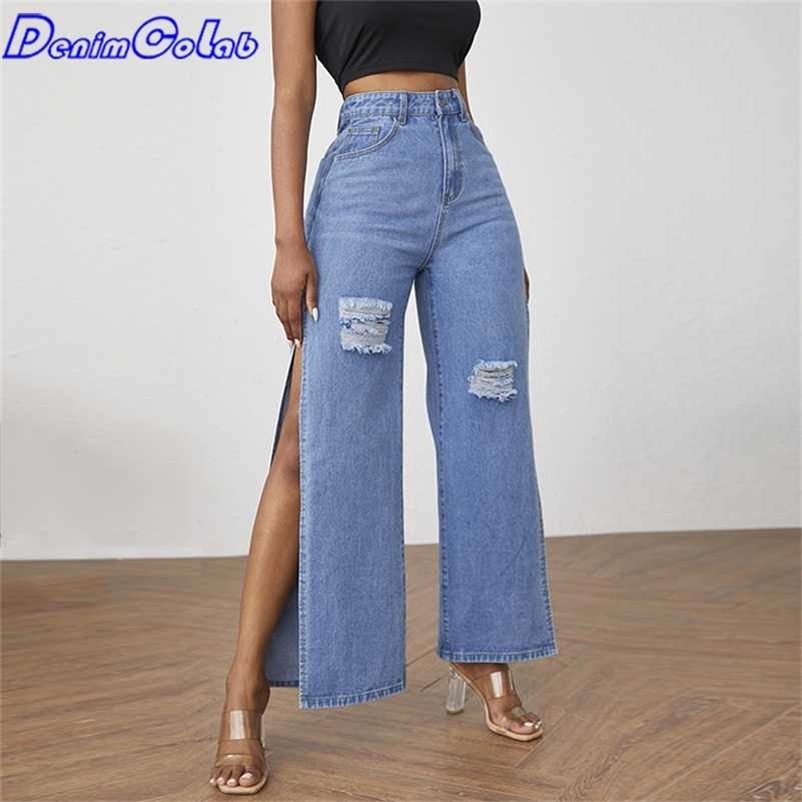 DenimColab Fashion High Split Wide Leg Pants Women Casual Loose Hole Jeans Ladies Streetwear Ripped Jeans Trousers Denim Pants 211111, Blue
DenimColab Fashion High Split Wide Leg Pants Women Casual Loose Hole Jeans Ladies Streetwear Ripped Jeans Trousers Denim Pants 211111, Blue