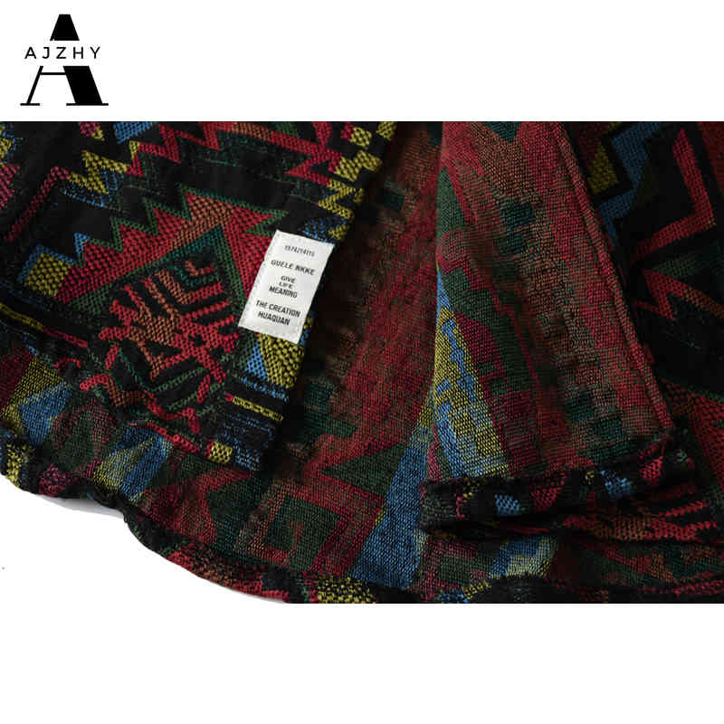 AJZHY Button Up Shirt Long Sleeve Thick Vintage Oversize Hip Hop Casual Fashion Knitted National Style Winter Warm Men Clothing 210410
