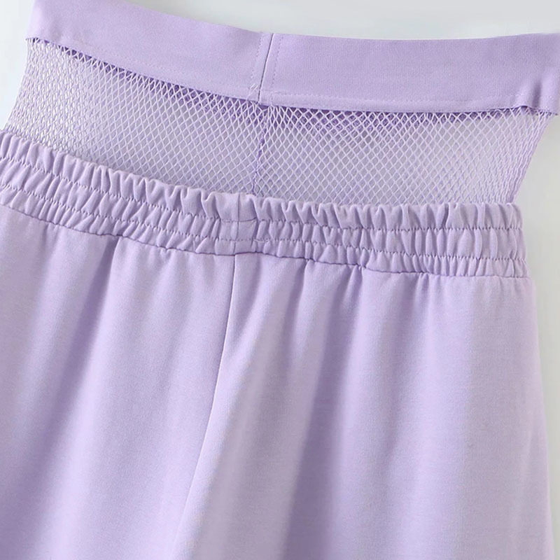 Sport Wear Mesh Patchwork Jogger Pants Women Fashion High Waist Long Sweatpants Ladies Letter Print Purple Trousers 210515