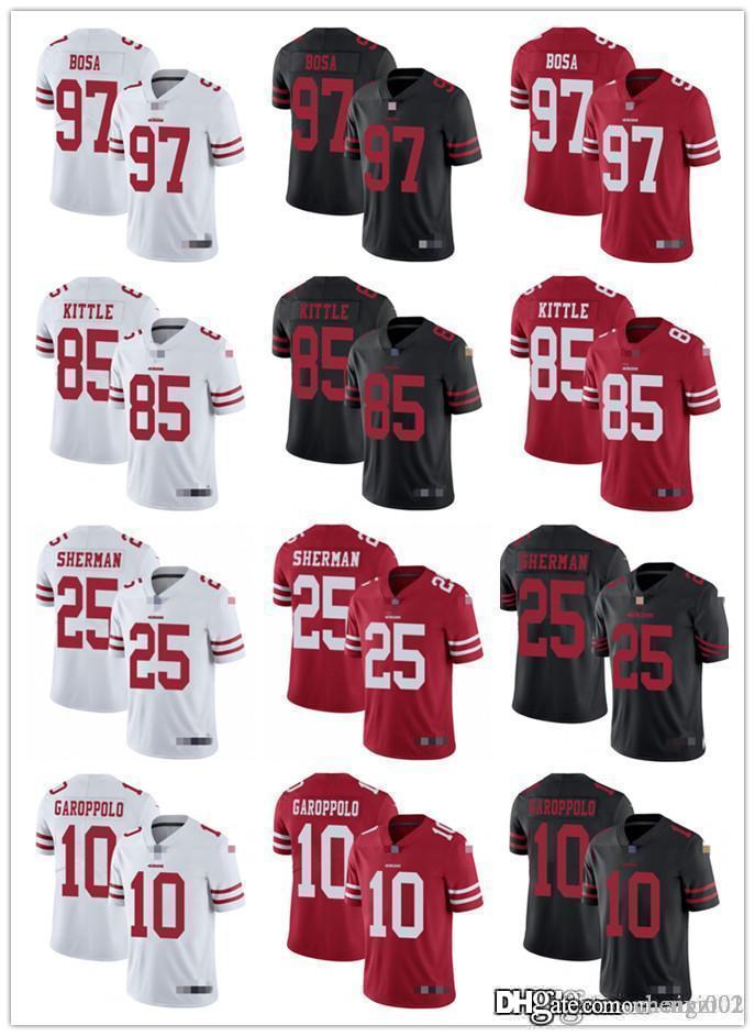 Men Women Youth San Francisco 49ers 85 George Kittle 10 Jimmy Garoppolo 25 Richard Sherman 97 Nick Bosa Custom Football Jerseys, Black;red
Men Women Youth San Francisco 49ers 85 George Kittle 10 Jimmy Garoppolo 25 Richard Sherman 97 Nick Bosa Custom Football Jerseys, Black;red