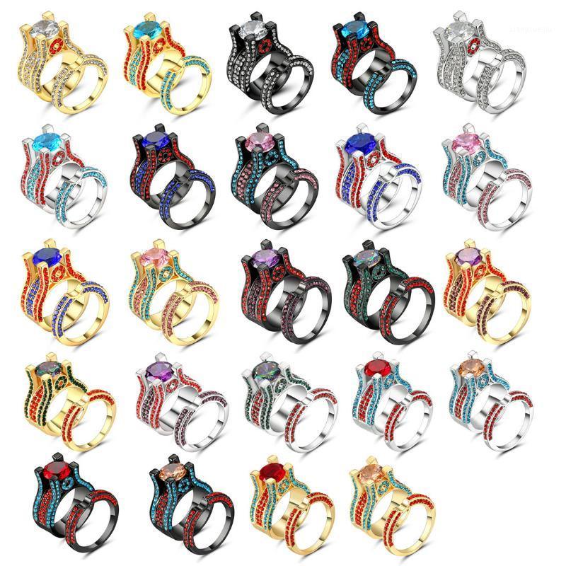 Cluster Rings Men's Gorgeous Multicolour Crystal Ring Set Promise Engagement For Women Fashion Black White Gold Colour Jewelry, Golden;silver
Cluster Rings Men's Gorgeous Multicolour Crystal Ring Set Promise Engagement For Women Fashion Black White Gold Colour Jewelry, Golden;silver