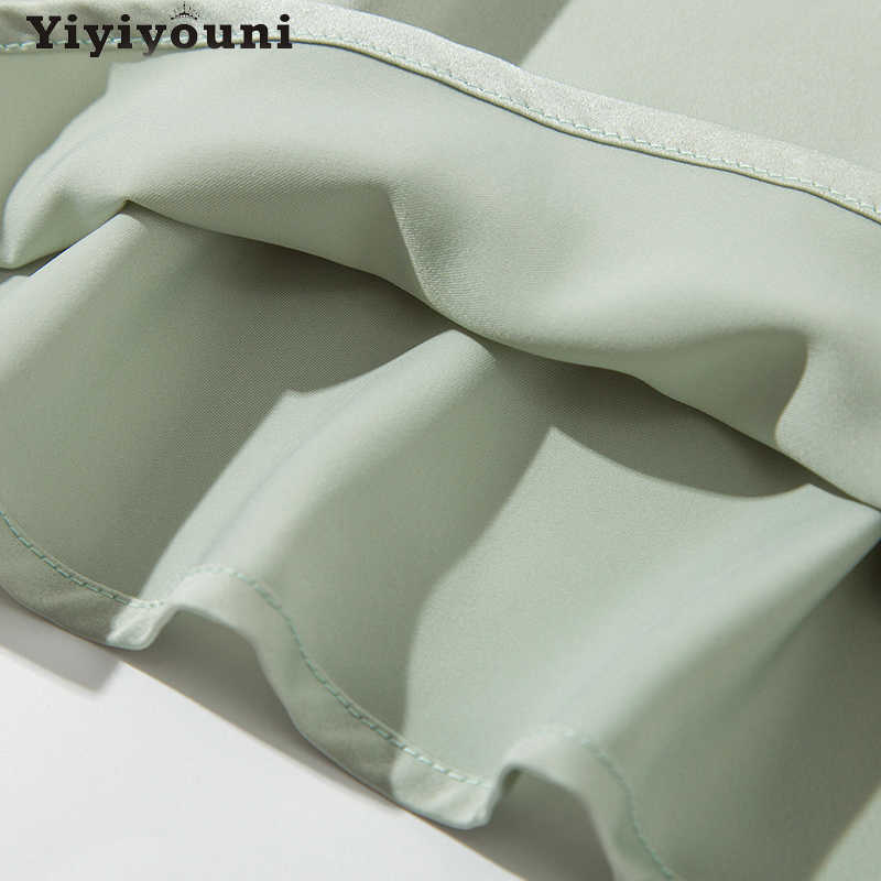 Yiyiyouni Elegant High Waist Satin Silk Skirt Women Spring Solid Slim A-line White Party Mid-Calf Lady Office 210619