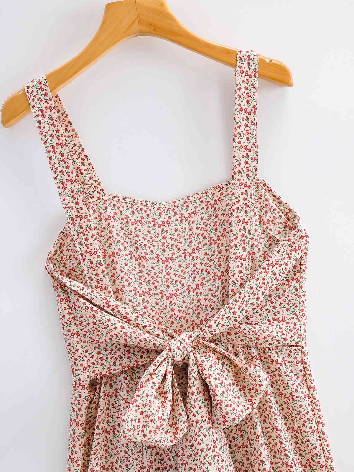 Women's Collar Sleeveless Suspenders Rompers Vintage Fashion Floral Print Back Bow Casual Loose Chic Female Jumpsuit 210507