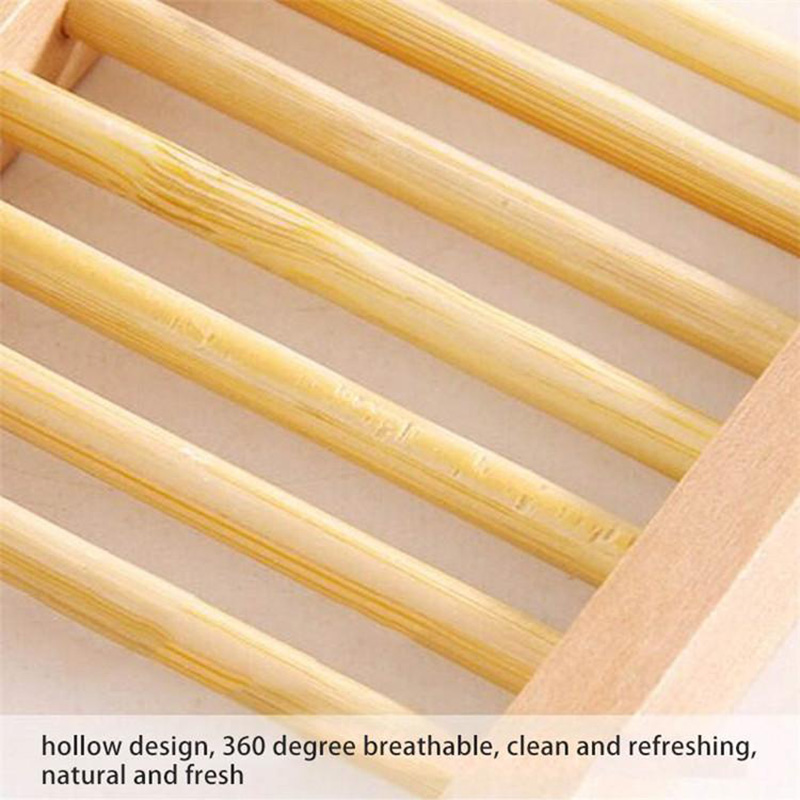 50PCS Natural Bamboo Trays Wholesale Wooden Soap Dish Soaps Tray Holder Rack Plate Box Container for Bath Shower Bathroom