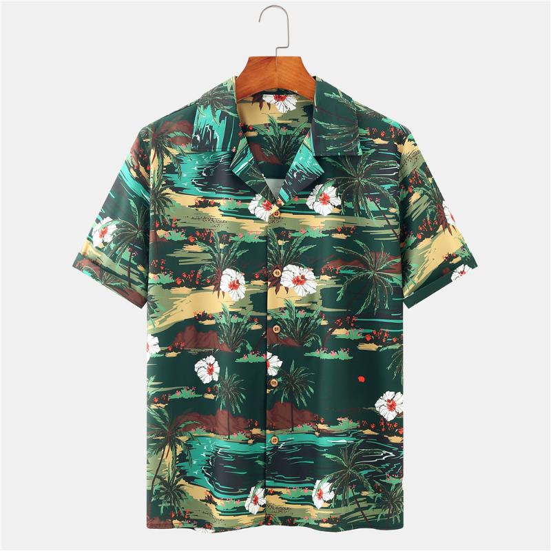 Men's Casual Shirts OSCN7 Printed Short Sleeve Shirt Men Street 2021 Hawaii Beach Oversize Women Fashion Harujuku For 156