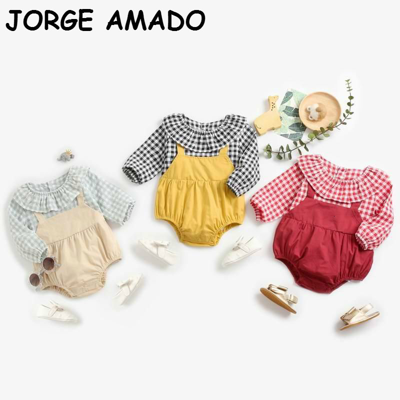 Rompers Autumn Baby Girl Bodysuit Plaid Long Sleeve Fake Two Piece born Romper Clothes E2005 QLHY, Red
Rompers Autumn Baby Girl Bodysuit Plaid Long Sleeve Fake Two Piece born Romper Clothes E2005 QLHY, Red