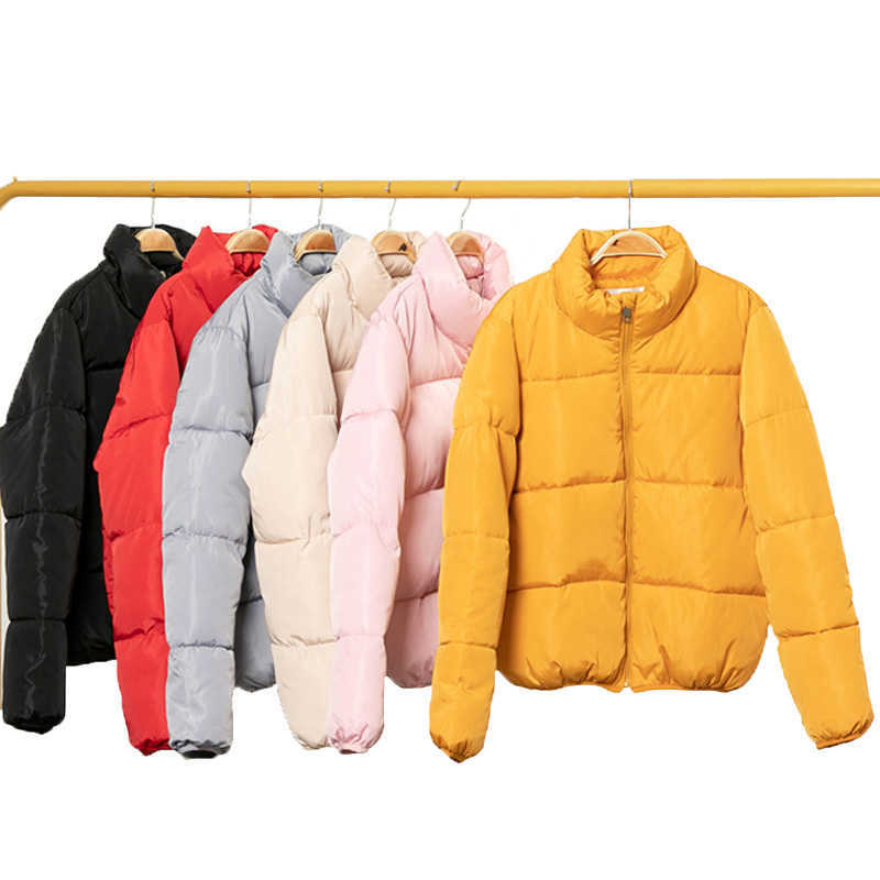FORERUN 8 Colors Oversized Bubble Jacket Women Winter Puffer Coat Stand Collar Mint Green Thicken Parka Winterjas Dames 210819