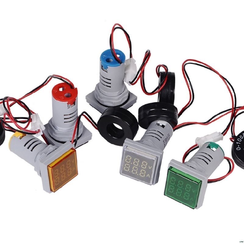 Digital square Led Ac Voltometer Signal lights Volt Ampere Current Meter