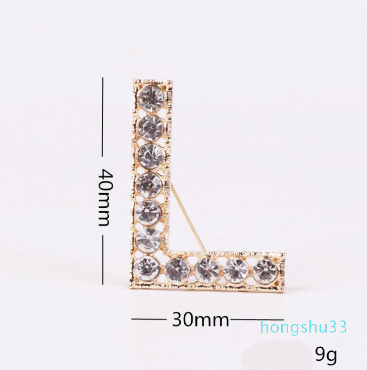 Fashion Letter Brooch Crystal Rhinestone Brooches Pin Alphabet Collar Pins Clothes Accessories For Women Jewelry Gifts