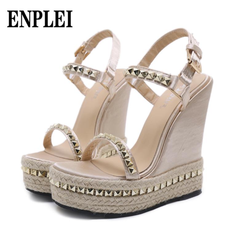 Sandals ENPLEI Ladies Platform Women Shoes Summer High Heels Ankle Strap Chaussures Femme Rivet Wedges, Black
Sandals ENPLEI Ladies Platform Women Shoes Summer High Heels Ankle Strap Chaussures Femme Rivet Wedges, Black