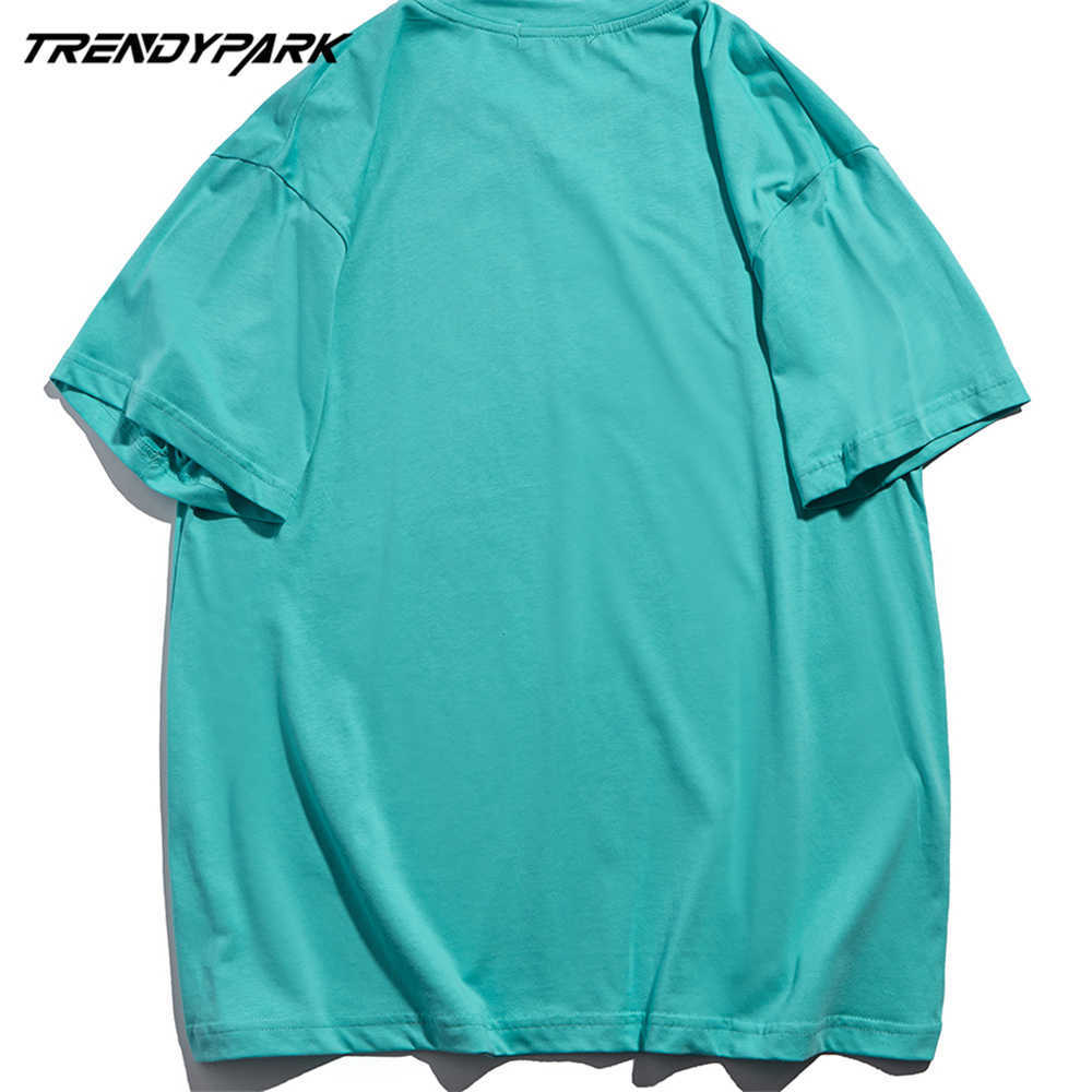 Men's Hip Hop Oversize T Shirt Diamond Rabbit Print T-Shirt Harajuku Cotton Streewtear Summer Short Sleeve Tshirt Green Tee 210601
