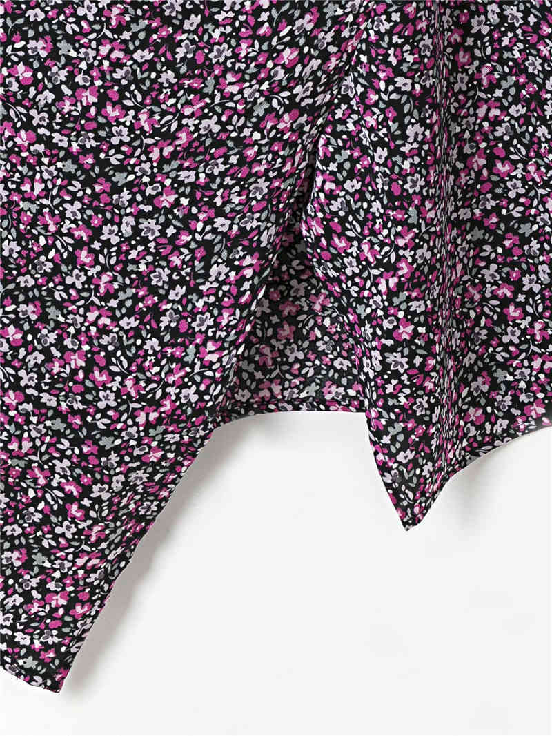 Sexy Women Floral Print Dress Fashion Ladies Asymmetric Strap Dresses Elegant Female Chic Button Side Slit Vestidos 210430