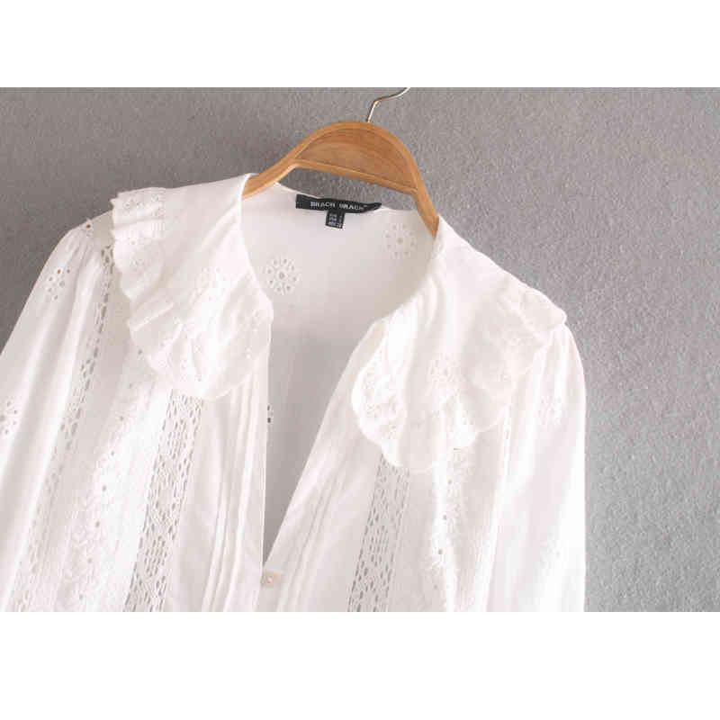 Fall Lapel Long-Sleeve Shirt: Cultivate Morality With Hollow Embroidery