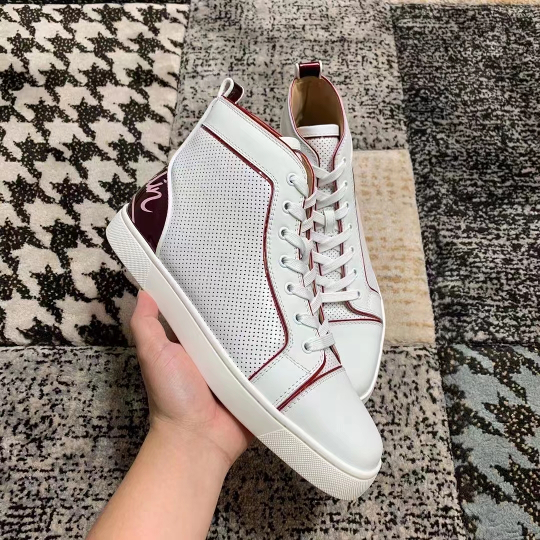 High Quality Famous Vieira High/Low-top Red Bottom Shoes Rubber Sole White Calfskin Perforated Leather Sneakers Couple Trainer Outdoor Casual Walking
High Quality Famous Vieira High/Low-top Red Bottom Shoes Rubber Sole White Calfskin Perforated Leather Sneakers Couple Trainer Outdoor Casual Walking