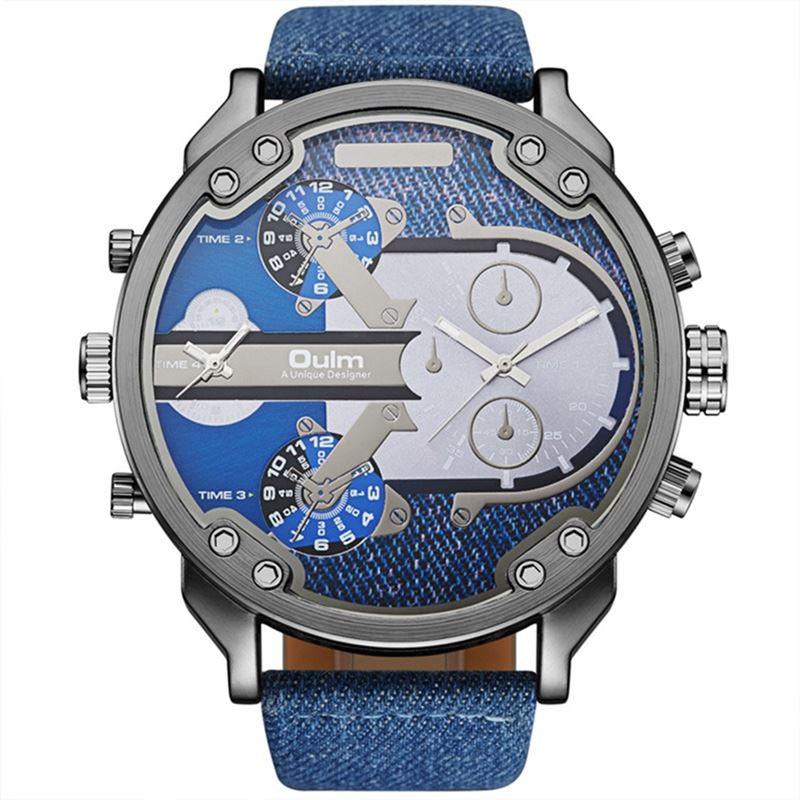 Wristwatches OULM Big Dial Quartz Watch Denim Men Sport Men's Stainless Steel Leather Male Fashion Wristwatch Lihat, 3548blue
Wristwatches OULM Big Dial Quartz Watch Denim Men Sport Men's Stainless Steel Leather Male Fashion Wristwatch Lihat, 3548blue