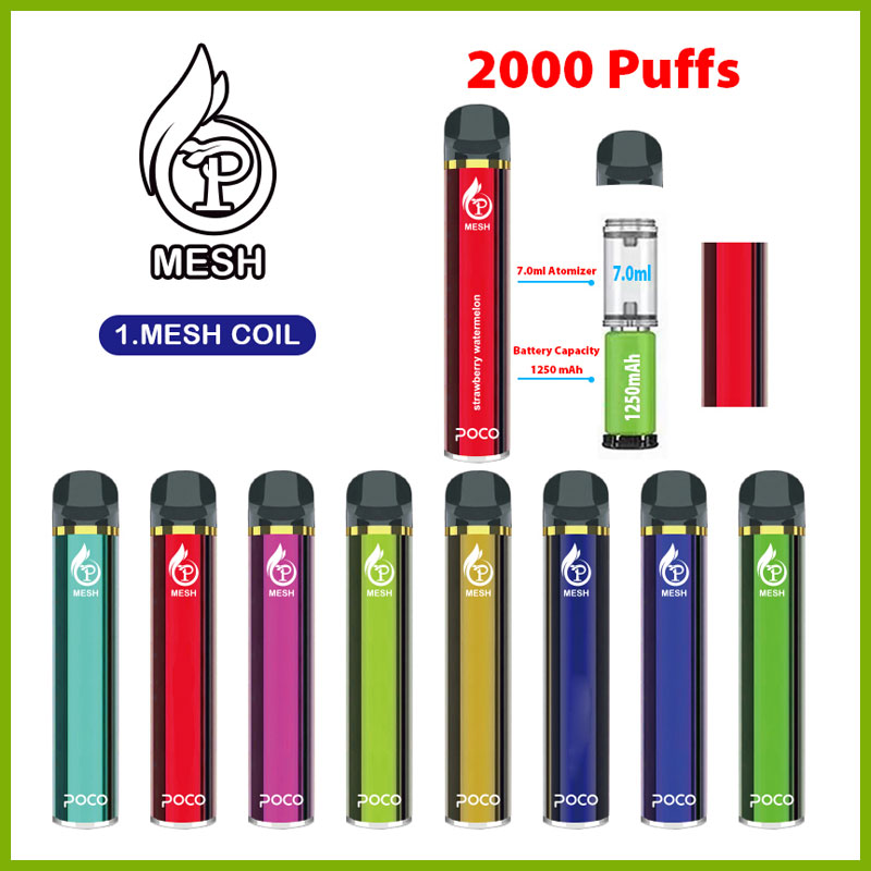 Poco Mesh coil 2000 puffs Electronic Cigarette Disposable device with 1250mah Vape Pen battery and prefilled 7ml cartridge pod
Poco Mesh coil 2000 puffs Electronic Cigarette Disposable device with 1250mah Vape Pen battery and prefilled 7ml cartridge pod