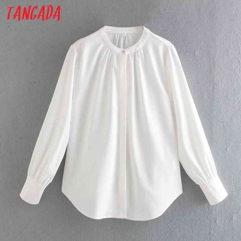 Women White Shirts Long Sleeve Solid Elegant Office Ladies Work Wear Blouses CE136 210416