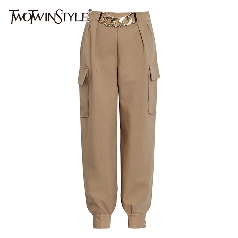 Black Patchwork Chain Cargo Pants For Women High Waist Casual Trousers Female Fashion Clothing Fall Autumn 210521, Khaki
Black Patchwork Chain Cargo Pants For Women High Waist Casual Trousers Female Fashion Clothing Fall Autumn 210521, Khaki