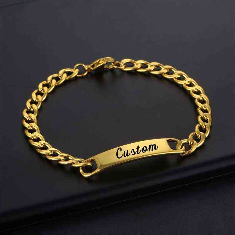Personalized Customized Name Engraved Bracelets for Women Men Stainless Steel 5mm Cuban Chain Custom Bracelet Nameplate Jewelry
Personalized Customized Name Engraved Bracelets for Women Men Stainless Steel 5mm Cuban Chain Custom Bracelet Nameplate Jewelry