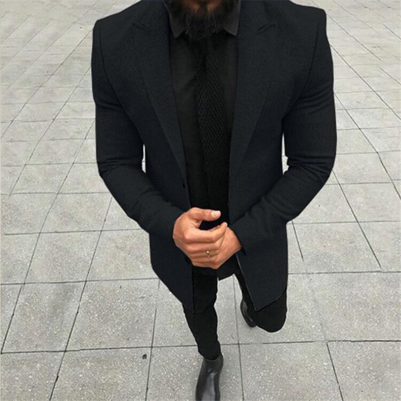 Business Gentleman Formal Men Coats Tweed Windbreaker Custom Made Medium Length Coat for Work Wear