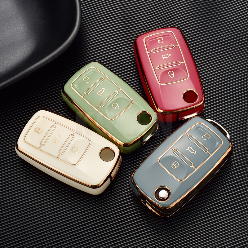 Auto Key Cover Holder Keys TPU Case Shell For VW Volkswagen Polo Golf Passat Beetle Caddy Tiguan Skoda Octavia Kodiaq Seat Leon Altea Car Parts