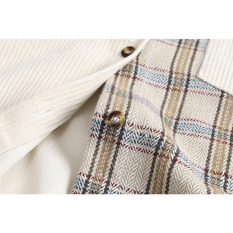 Women's Blouses & Shirts 2021 Spring Women Korean Fashion Style Simply Corduroy Long Sleeve Tops Patchwork Plaid Loose Casual Female