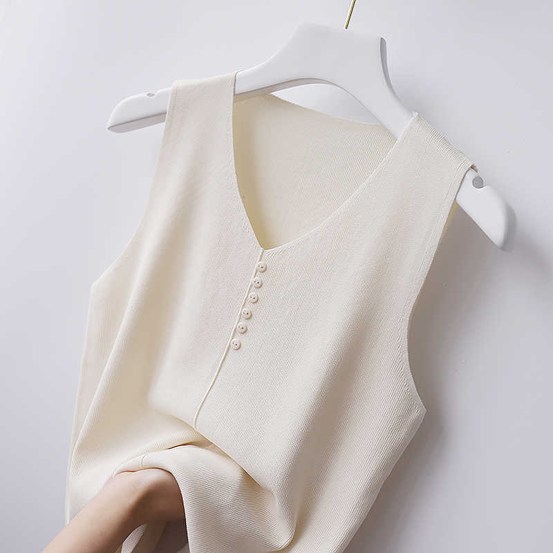Summer Tops Sleeveless V-Neck Knitted Tank Top Women Camis Tops For Women Blusas Mujer De Moda Camisole Tops Women D550 210602
