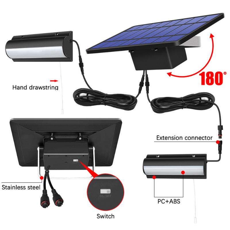 Dual Head Solar Light Drawstring Garden Wall Outdoor Street Lamp Waterproof Split LED Bulb With Pull Cord Lamps