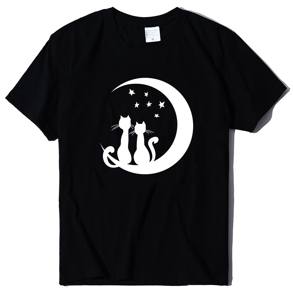2021 summer men's and women's same large cat moon appreciation art print frh and sweet round neck t-shirt, White
2021 summer men's and women's same large cat moon appreciation art print frh and sweet round neck t-shirt, White