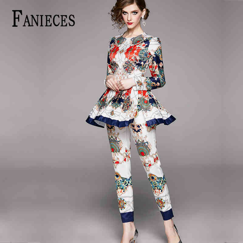 Luxurious Vintage Painted Print Runway Pants Suit Sets ins fashion Women's long Sleeve Pullover Top+Pencil Two Pieces 210520, Multi
Luxurious Vintage Painted Print Runway Pants Suit Sets ins fashion Women's long Sleeve Pullover Top+Pencil Two Pieces 210520, Multi