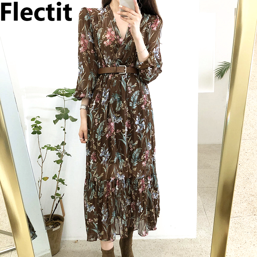 Flectit Vintage Women Floral Dress With Belt Long Sleeve V Neck Airy Chiffon Feminine Dress Fall Spring 2021 *, Beige
Flectit Vintage Women Floral Dress With Belt Long Sleeve V Neck Airy Chiffon Feminine Dress Fall Spring 2021 *, Beige