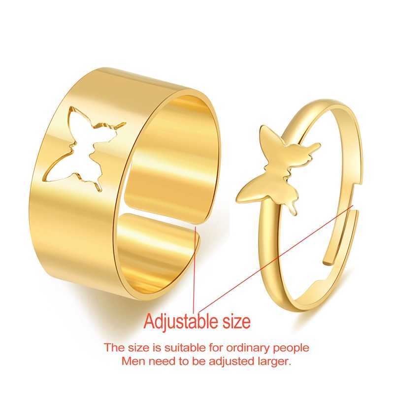 Band Rings IFMIA Trendy Butterfly Rings For Women Men Lover Couple Rings Set Friendship Engagement Wedding Open Rings 2022 Jewelry G230213