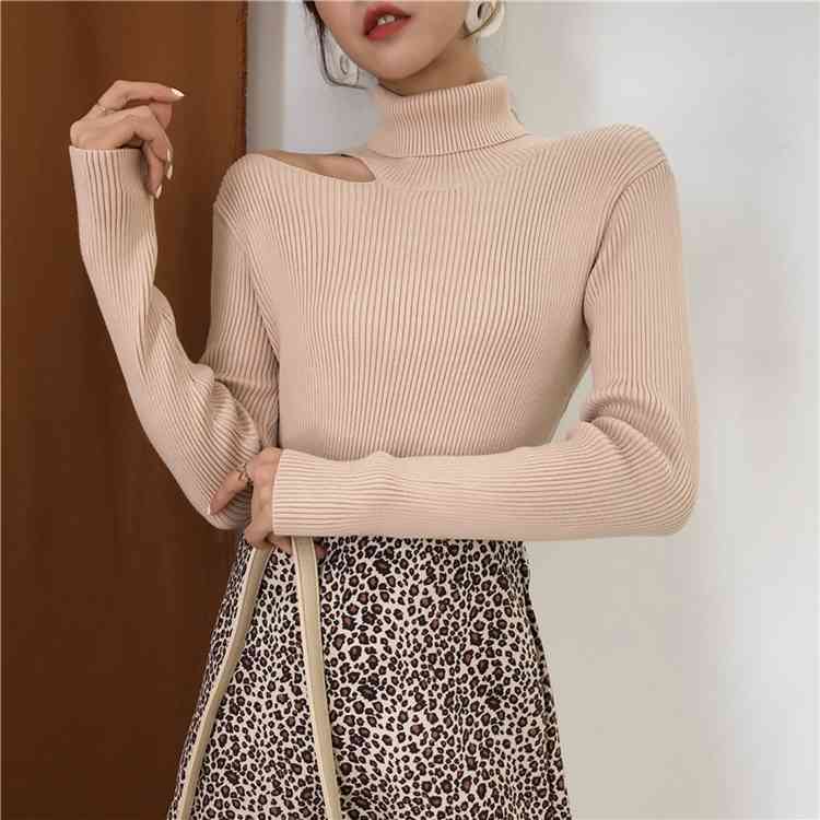 Colorfaith New Autumn Winter Women Sweater Knitted Cutout Sexy One Shoulder Oversize Wild Warm Lady Pullovers Tops SW755 210413