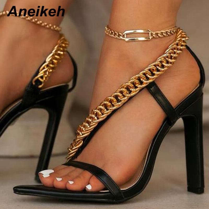 Sandals Aneikeh 2021 Women Shoes Metal Decoration Sandalias De Las Mujeres Buckle Strap Fashion PU Pointed Toe Thin Heels Size 35-42, Black 
Sandals Aneikeh 2021 Women Shoes Metal Decoration Sandalias De Las Mujeres Buckle Strap Fashion PU Pointed Toe Thin Heels Size 35-42, Black