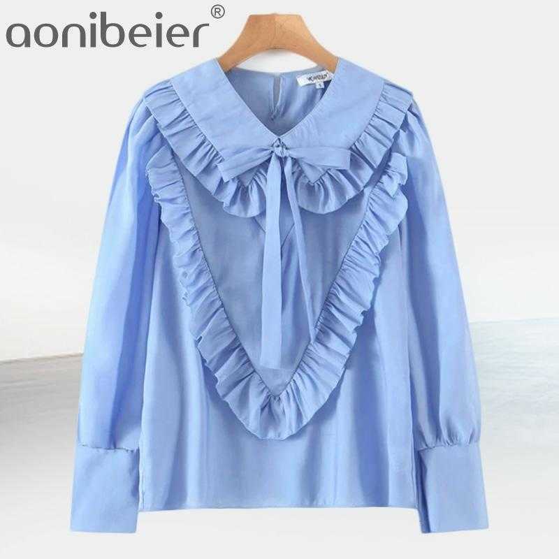 Japan Style Blouse Spring Autumn Fashion Temperament Loose Casual Fungus Single-Breasted Doll Collar Long Sleeve 210604, Blue
Japan Style Blouse Spring Autumn Fashion Temperament Loose Casual Fungus Single-Breasted Doll Collar Long Sleeve 210604, Blue