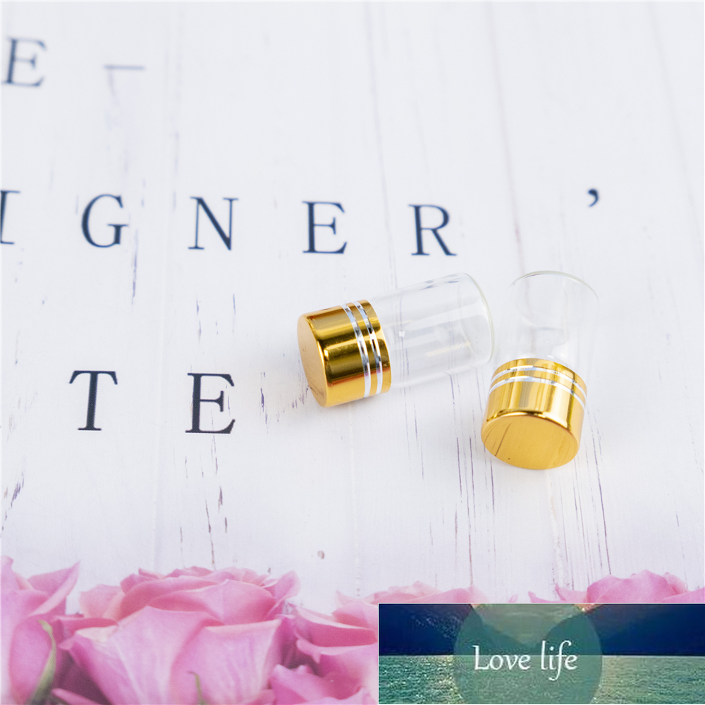 2ml Hyaline Glass Container have Spiral Plastic Cap with Golden Tangent Simple Cute Craft Vial Reusable Multipurpose Bottle