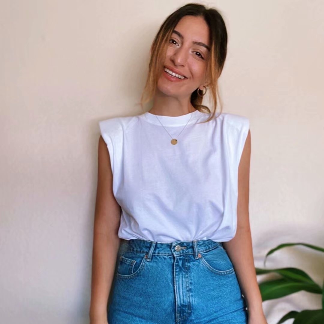 Tangada Women High Quality Summer Cotton T Shirt Sleeveless O Neck Tees Ladies Casual Tee Shirt Street Wear Top QJ39 210406