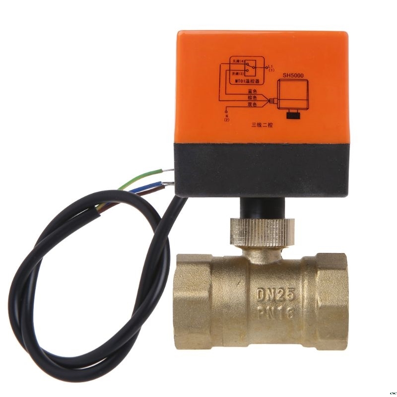 DN15/DN20/DN25 Electric motorized brass Bullet crane DN20 Ac 220V 2 Way 3-wire Met actuator
