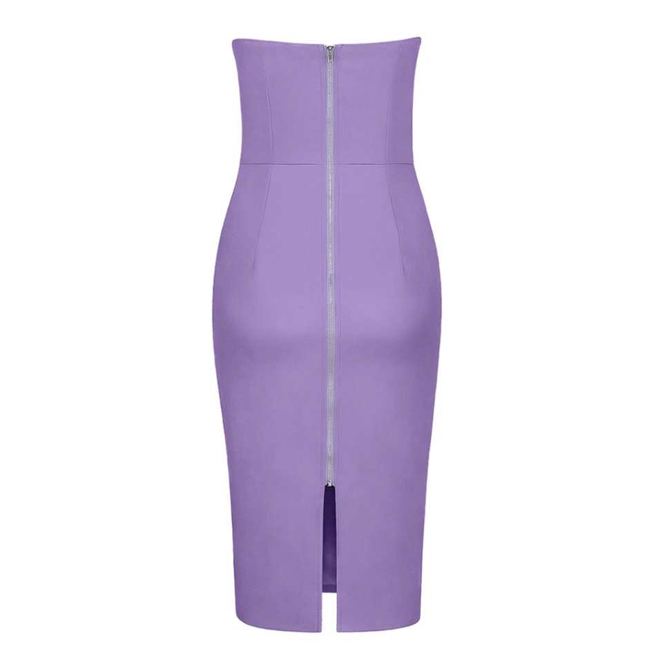 Free Women's Purple Bandage Dress Sexy Strapless Wrap Chest Bodycon Halter Club Celebrity Party es 210524