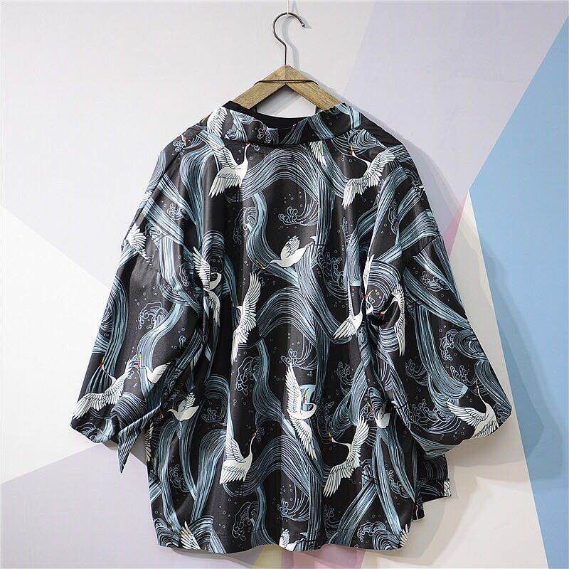 Kimonos Cardigan Men Yukata Women Japanese Kimono Traditional Unisex Harajuku Beach Loose Thin Shirt Sun-protective Shirts Coat 210422