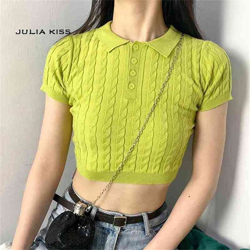 Women Textured Knitted Crop sweater 210512