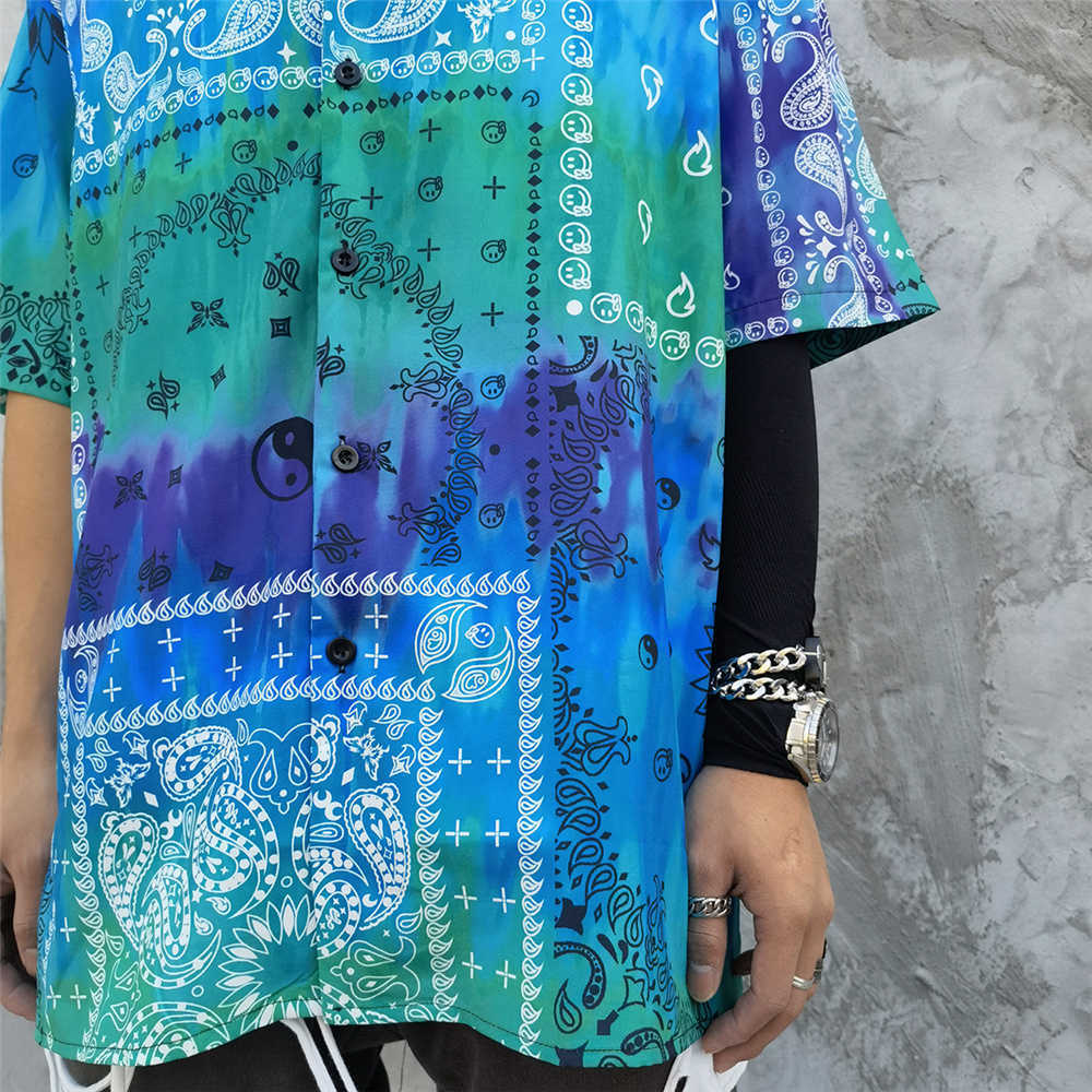 Men's Shirt Hawaiian Beach Holiday Paisley Vinatge Harajuku Short Sleeve Casual Shirt Oversized Summer Vacation Top Shirts 210601